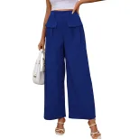 Womens Casual Blue Wide Leg Pants Slim Fit Spring and Summer Wear ready to ship