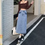 High Waist A Line Denim Skirt for Women Vintage Style Spring and Summer Wear
