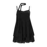 Loose Fit Summer Dress for Women Elegant Sleeveless Design Lightweight Black Fabric
