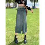 Denim Midi Skirt for Women Slim Fit High Waist Stretch Fabric Casual Everyday Wear Available in Blue S to XL