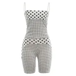 Vintage Polka Dot Print Womens Summer Jumpsuit Set Slim Fit Sleeveless Casual Outfit