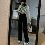 High Waist Loose Fit Vintage Wash Denim Trousers for Women Casual Wide Leg Design Available in Blue and Black Wholesale