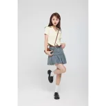 High Waist A Line Denim Skirt for Women Vintage Style Flattering Fit Pleated Design Casual Summer Wear Wholesale