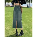 Denim Midi Skirt for Women Slim Fit High Waist Stretch Fabric Casual Everyday Wear Available in Blue S to XL