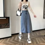 High Waist Denim Midi Skirt for Women Vintage A Line Fit Spring Summer Fashion OEM ODM service