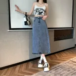 High Waist Denim Midi Skirt for Women Vintage A Line Fit Spring Summer Fashion OEM ODM service