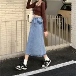High Waist A Line Denim Skirt for Women Vintage Style Spring and Summer Wear