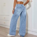 Low Rise Womens Denim Jeans Casual Fit Blue Available in Multiple Sizes Wholesale bulk order customizable