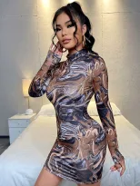 Bodycon Mini Dress Long Sleeve Sexy Design Fall Fashion Available in Red and Navy Blue Wholesale Sizes S to XXL