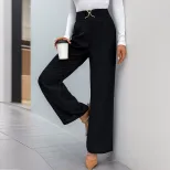 High Waist Straight Leg Pants Solid Color Casual Style Autumn Collection bulk order