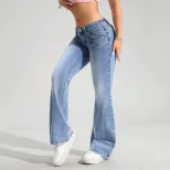 Womens Low Rise Stretch Denim Jeans Casual Fit Blue in Multiple Sizes ready to ship