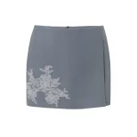 Womens Summer Two Piece Set Slim Fit Crop Top with High Neck and Embroidered Bodycon Skirt Casual Wear Wholesale