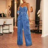 Wide Leg Jeans for Women Casual Stylish Fit Blue Denim Available in S to XL Wholesale Supply custom packaging
