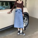 High Waist A Line Denim Skirt for Women Vintage Style Spring and Summer Wear