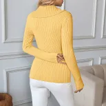 Slim Fit V Neck Womens Sweater with Pearl Decoration in Yellow for Spring and Autumn Wholesale Low MOQ