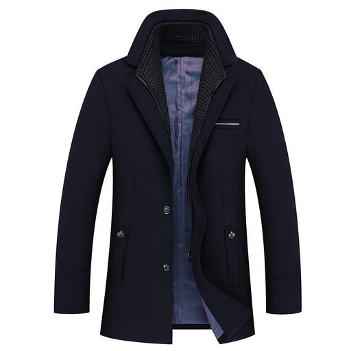 Mens Casual Overcoat Thick Fabric Lapel Collar Suitable for Business and Daily Wear