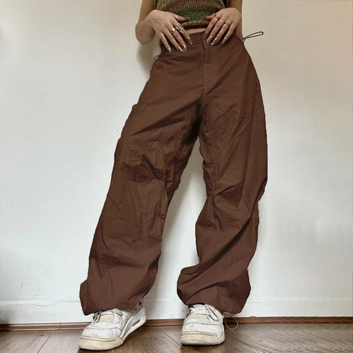 Casual Womens Pants Loose Fit Solid Color Cargo Trousers Comfortable Street Style