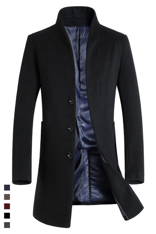 Mens Slim Fit Wool Blend Overcoat Single Breasted Business Casual Style Available in Multiple Sizes Wholesale