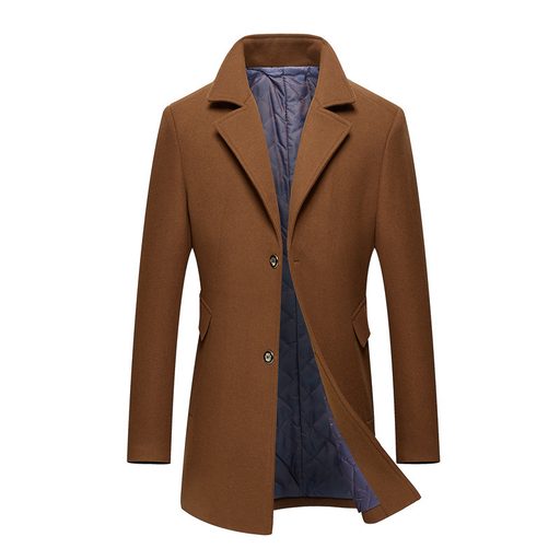 Mens Business Overcoat Thick Wool Blend Single Breasted Long Coat Available in Multiple Sizes Wholesale