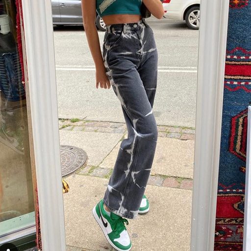 High Waist Tie Dye Straight Leg Jeans for Women Casual Street Style Available in S M L Wholesale Supply