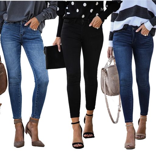 Womens Stretchy Mid Rise Slim Fit Denim Ankle Pants Casual Everyday Wear Available in Multiple Sizes Wholesale