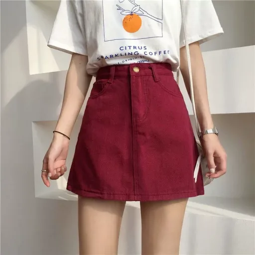 High Waist Denim Skirt for Women Slim Fit A Line Design Casual Summer Wear Available in Multiple Colors and Sizes