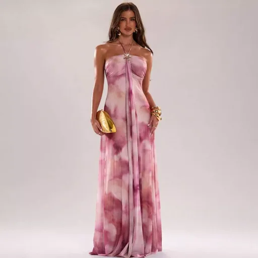 Tie Dye Backless Bodycon Dress For Women Summer Fashion Available In Pink Wholesale Sizes S To L Factory Direct
