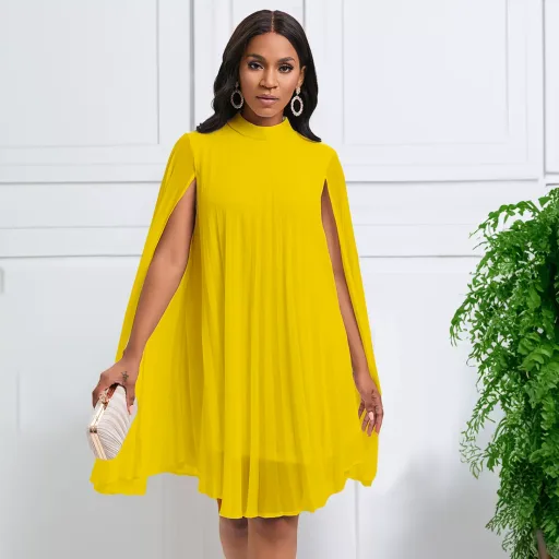 Chiffon Batwing Sleeve Dress Elegant and Fashionable Plus Size for Casual Occasions Wholesale Available Chiffon Batwing Sleeve Dress Elegant and Fashionable Plus Size for Casual Occasions Wholesale Available