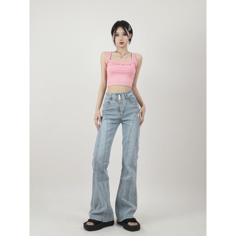 High Waist Flared Jeans for Women Vintage Style Wide Leg Design Casual Wear