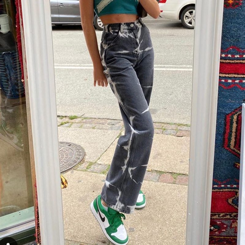 High Waist Tie Dye Straight Leg Jeans for Women Casual Street Style Available in S M L Wholesale Supply