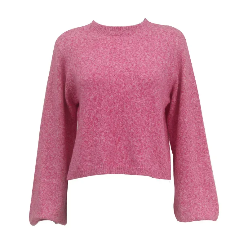 Knit Sweater Round Neck Long Sleeve Sexy Backless Tie Design Short Style Casual Wear for Autumn and Winter