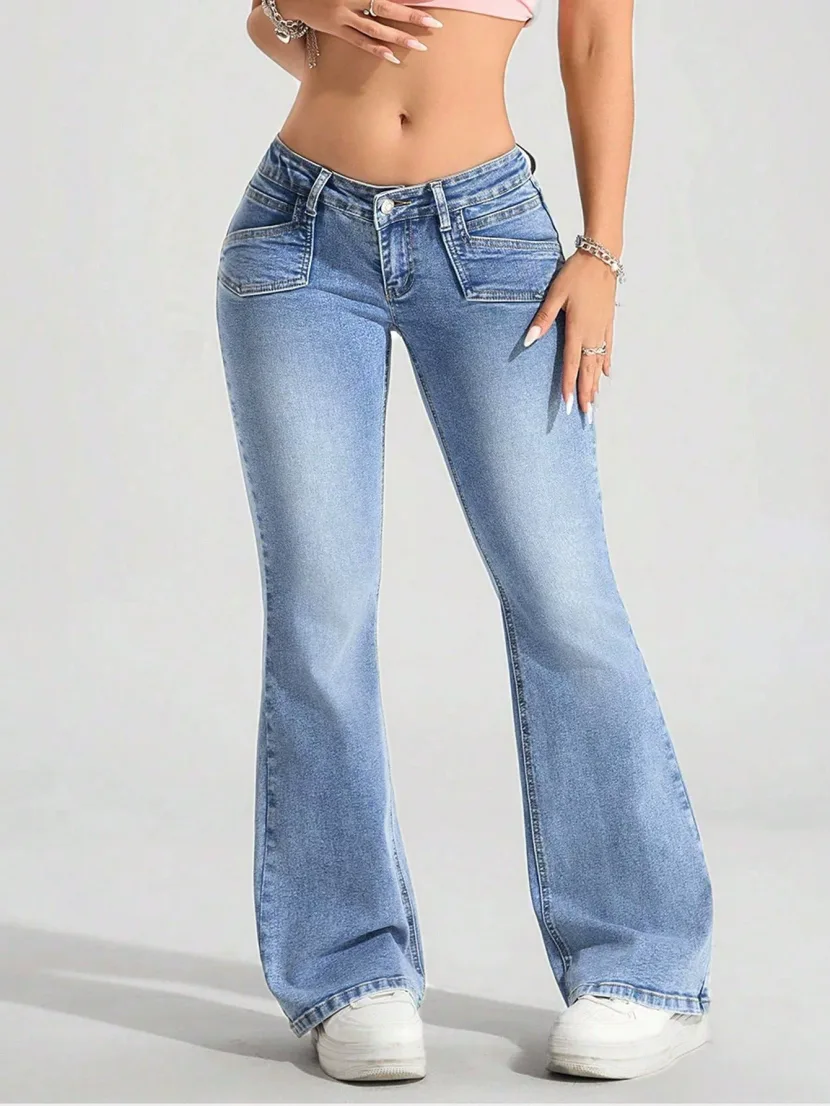 Womens Low Rise Stretch Denim Jeans Casual Fit Blue in Multiple Sizes ready to ship