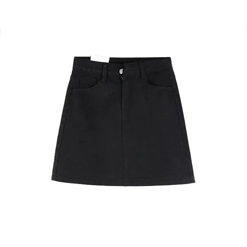 High Waist Black Denim Bodycon Skirt Slim Fit A Line Design Casual Wear for Students