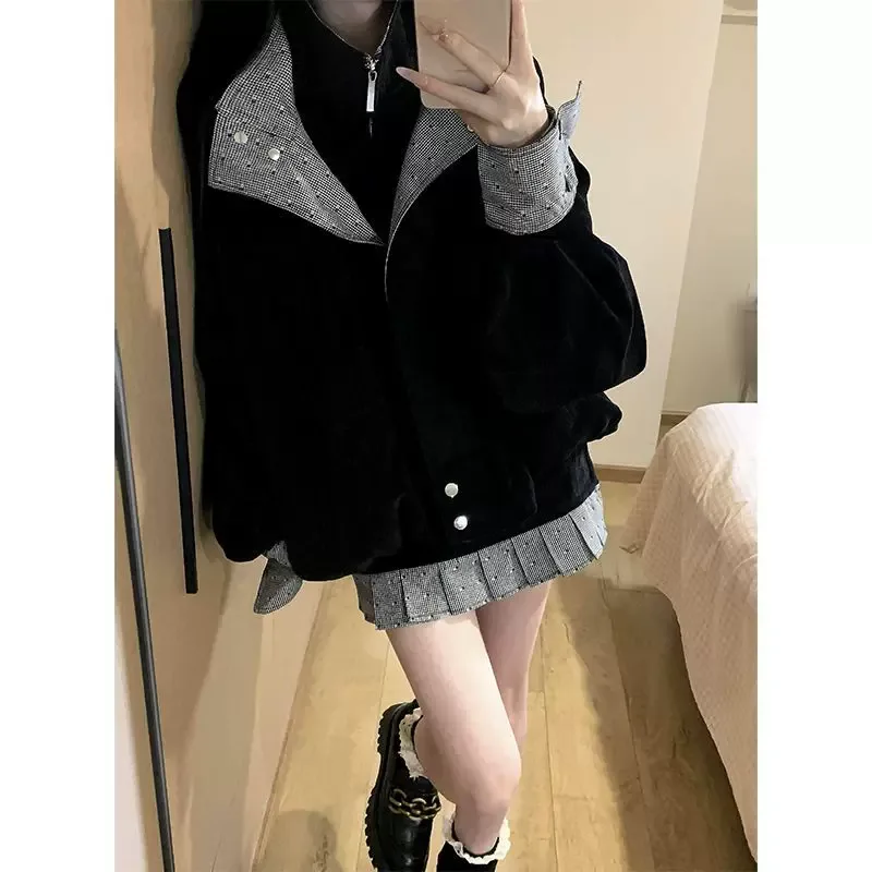 Womens Two Piece Set Spring Casual Jacket and Skirt Slim Fit Available in Black Wholesale Sizes S