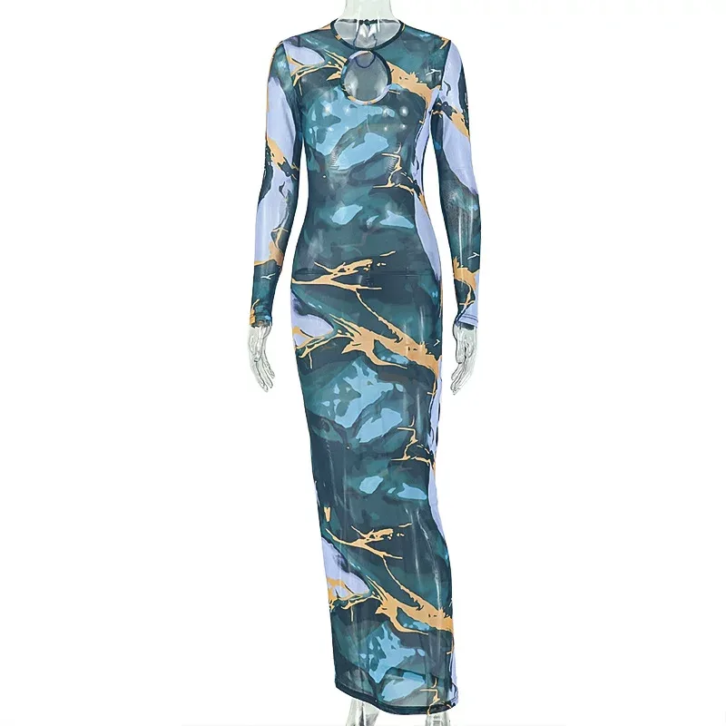 Floral Print Bodycon Dress for Women Slim Fit Long Sleeve Elegant Style Perfect for Parties and Special Occasions